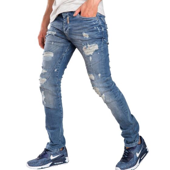 Red Bridge Herren Destructive Destroyed Jeans Pant blau