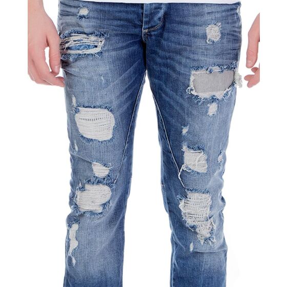 Red Bridge Herren Destructive Destroyed Jeans Pant blau