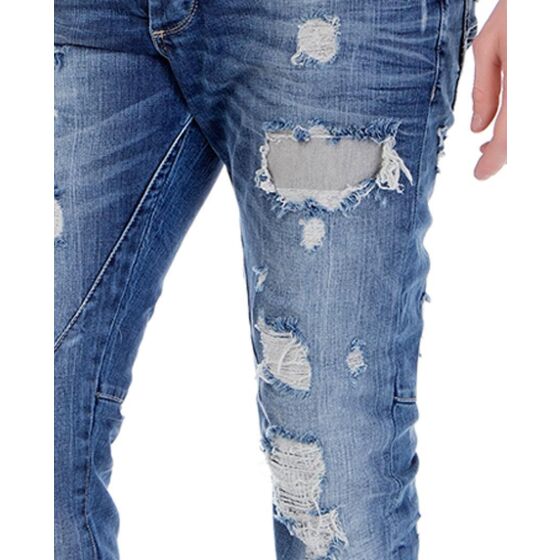 Red Bridge Herren Destructive Destroyed Jeans Pant blau