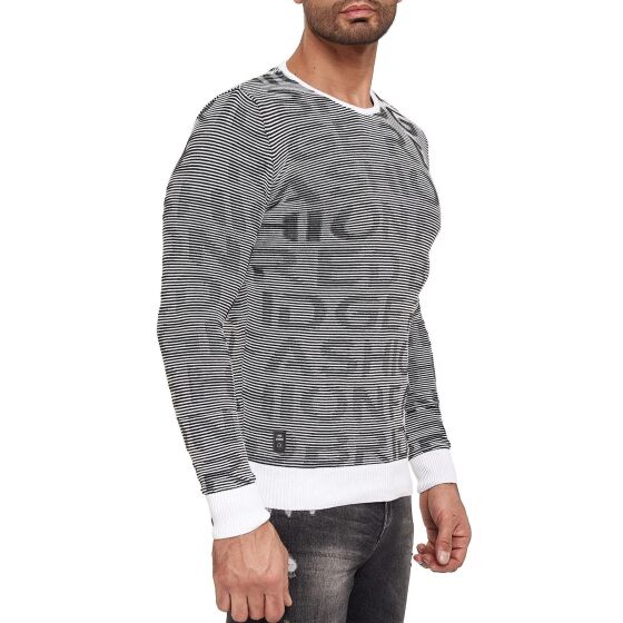 Red Bridge Mens Knit Jumper Structure Contrast Lines Jumper