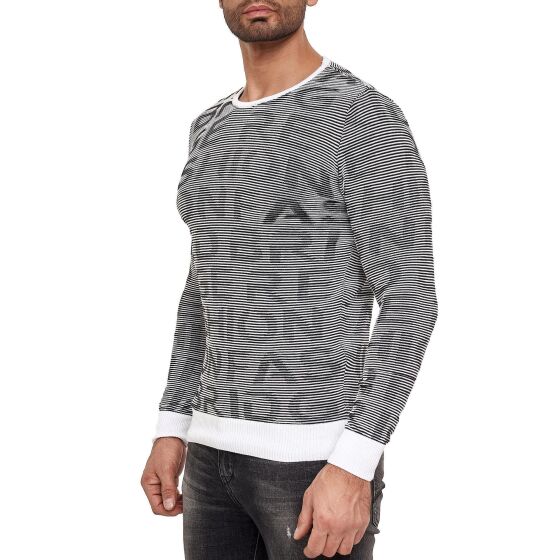 Red Bridge Mens Knit Jumper Structure Contrast Lines Jumper