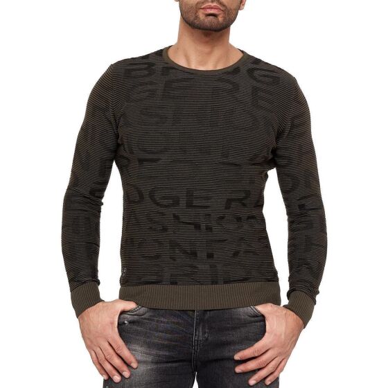 Red Bridge Mens Knit Jumper Structure Contrast Lines Jumper