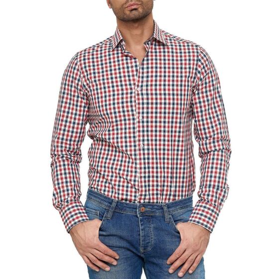 Red Bridge Mens Shirt Casual Plaid Shirts Modern Fit Long Sleeve Checked