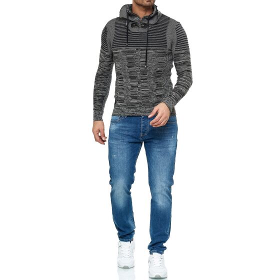 Red Bridge Herren Strickpullover Double Layer Collar Hoher Stehkragen