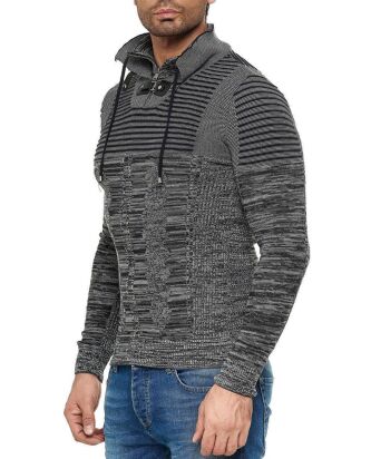 Red Bridge Mens Knit Jumper Double Layer Collar High...