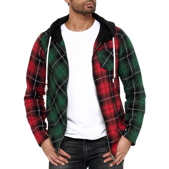 Red Bridge Mens Pullover Sweat Jacket with Hooded Sweatshirt Checked