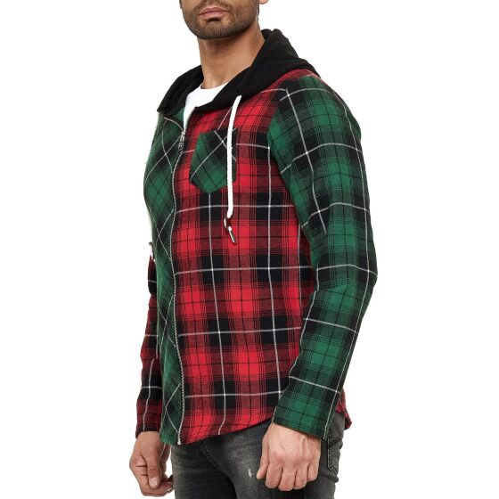 Red Bridge Mens Pullover Sweat Jacket with Hooded Sweatshirt Checked