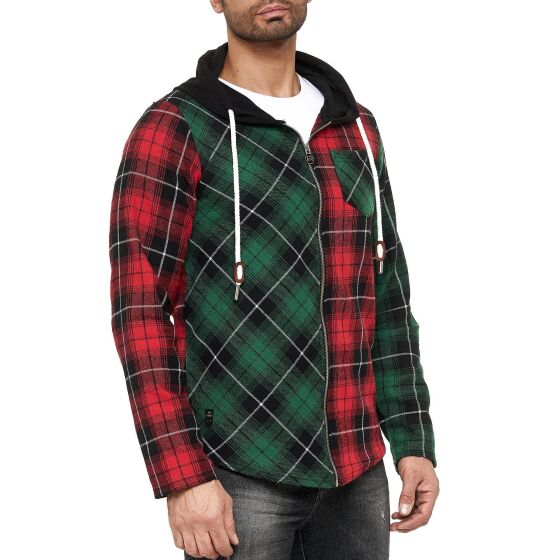 Red Bridge Mens Pullover Sweat Jacket with Hooded Sweatshirt Checked