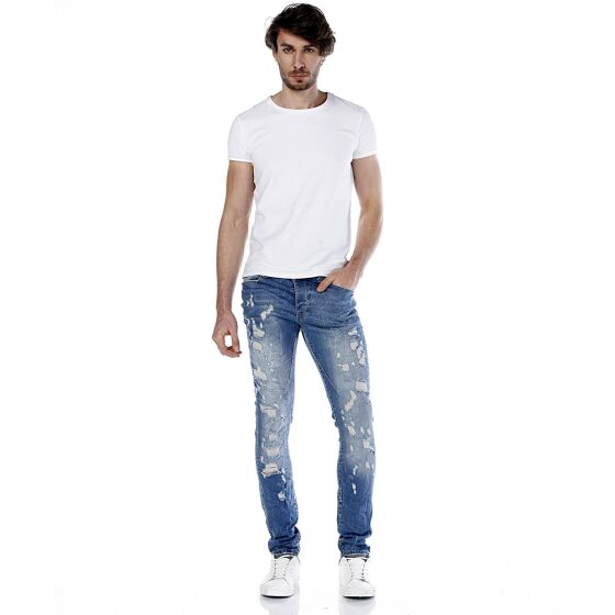 Red Bridge Herren Mega Destroyed Jeans Pant blau