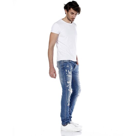 Red Bridge Mens Mega Destroyed Jeans Pant blue