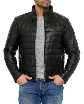 Red Bridge Mens Leather Jacket Genuine Leather Quilted...