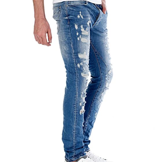 Red Bridge Herren Mega Destroyed Jeans Pant Blau W28 L32