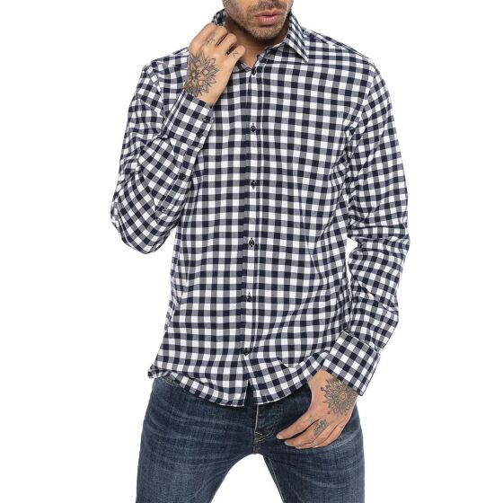 Red Bridge Mens Shirt Casual Plaid Shirts Modern Fit Long Sleeve Checked