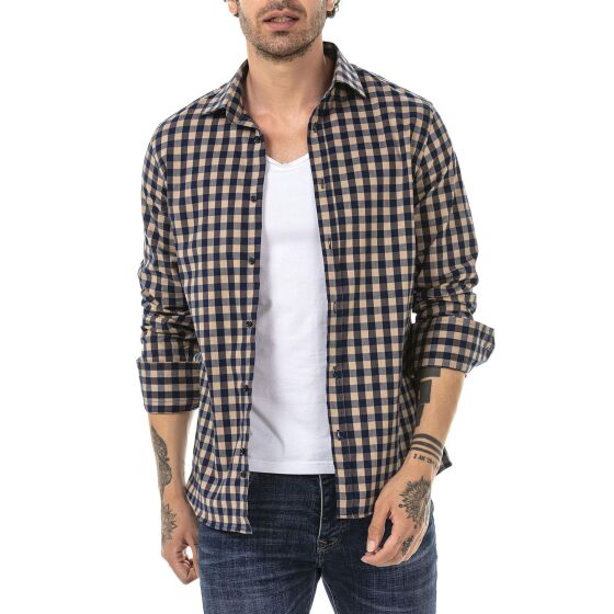 Red Bridge Mens Shirt Casual Plaid Shirts Modern Fit Long Sleeve Checked