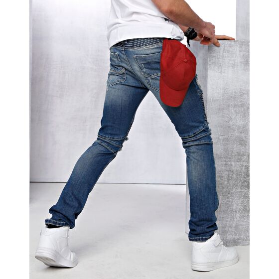 Red Bridge Herren Destroyed Biker Jeans Pant blau