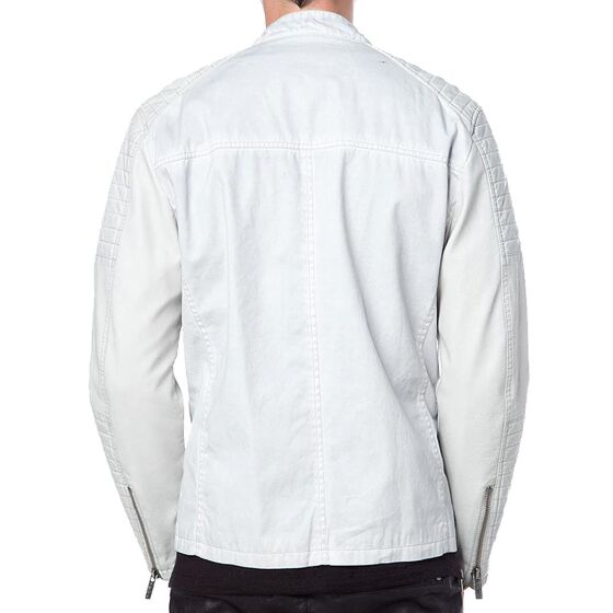 Red Bridge Herren Denim Biker Jacke Kunst- Lederjacke Jacket beige