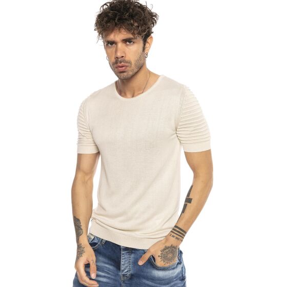 Red Bridge Mens T-Shirt Knit Shirt Ribbed Arms Round Neck