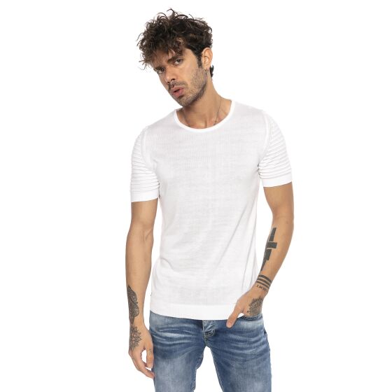 Red Bridge Mens T-Shirt Knit Shirt Ribbed Arms Round Neck