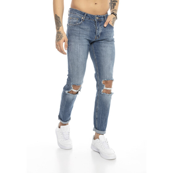 Red Bridge Herren Jeans Hose Destroyed Wrecked Knee Blau W34 L34