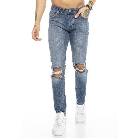Red Bridge Herren Jeans Hose Destroyed Wrecked Knee Blau W34 L34