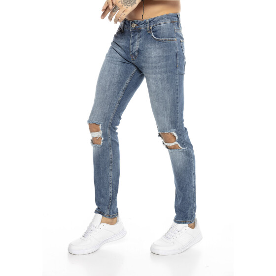 Red Bridge Herren Jeans Hose Destroyed Wrecked Knee Blau W34 L34