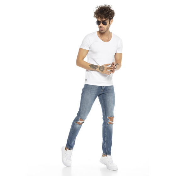 Red Bridge Herren Jeans Hose Destroyed Wrecked Knee Blau W34 L34