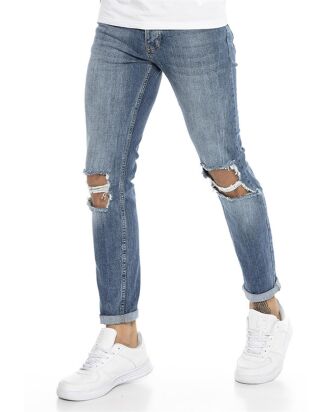 Red Bridge Herren Jeans Hose Destroyed Wrecked Knee Blau...