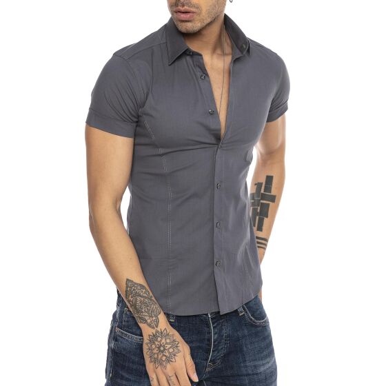 Red Bridge Mens basic design slim fit short-sleeved shirt anthracite