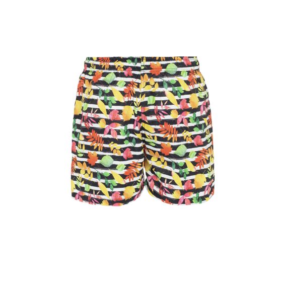 Red Bridge Mens Shorts, Swim Trunks, Swim Trunks, Floral Horizontal Stripes