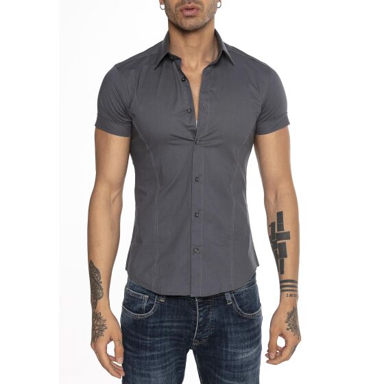 Red Bridge Herren Basic Design Slim Fit kurzarm Hemd Schwarz