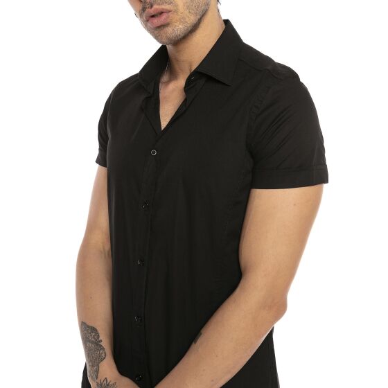 Red Bridge Mens Basic Design Slim Fit Short Sleeve Shirt Black