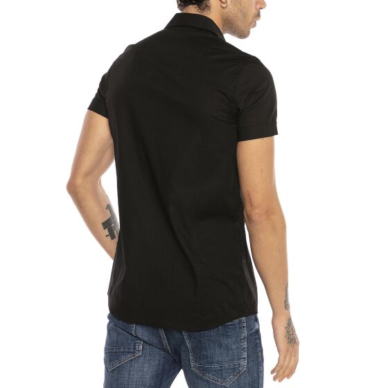 Red Bridge Mens Basic Design Slim Fit Short Sleeve Shirt Black