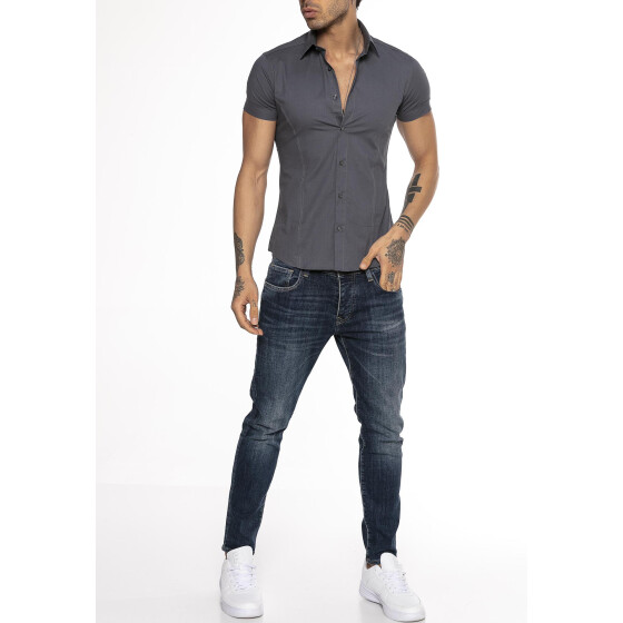 Red Bridge Herren Basic Design Slim Fit kurzarm Hemd Schwarz S