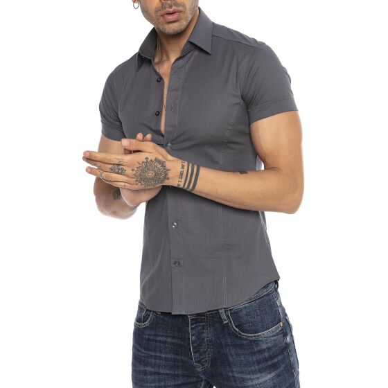 Red Bridge Herren Basic Design Slim Fit kurzarm Hemd braun