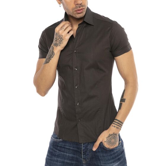 Red Bridge Mens basic design slim fit short-sleeved shirt brown