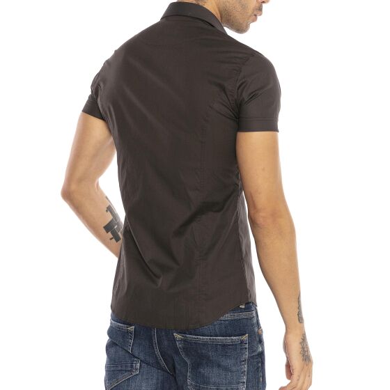 Red Bridge Mens basic design slim fit short-sleeved shirt brown