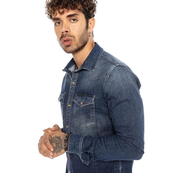 Red Bridge Herren Jeanshemd Freizeit- Hemd Premium Denim Western