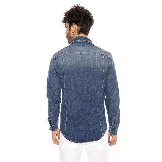 Red Bridge Herren Jeanshemd Freizeit- Hemd Premium Denim Vertical Stitch