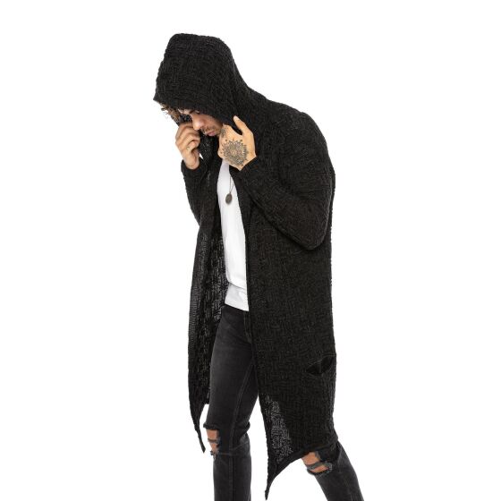 Red Bridge Mens Cardigan Transition Jacket Cardigan Asymmetric Long Cut Hood