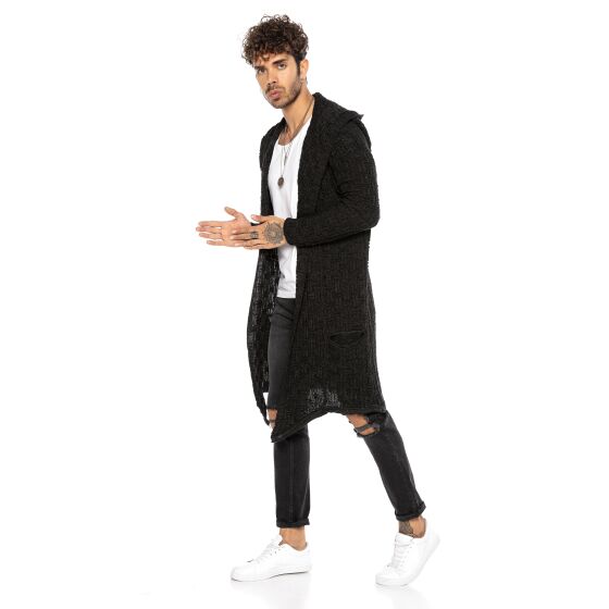 Red Bridge Mens Cardigan Transition Jacket Cardigan Asymmetric Long Cut Hood