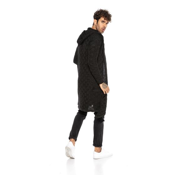 Red Bridge Mens Cardigan Transition Jacket Cardigan Asymmetric Long Cut Hood