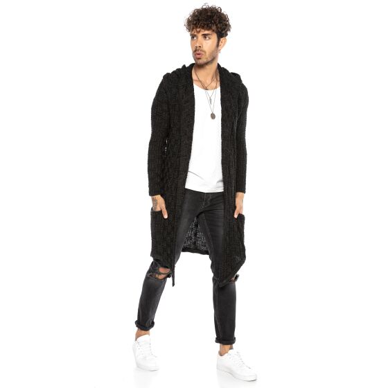 Red Bridge Mens Cardigan Transition Jacket Cardigan Asymmetric Long Cut Hood