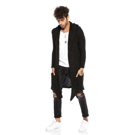 Red Bridge Mens Cardigan Transition Jacket Cardigan Asymmetric Long Cut Hood