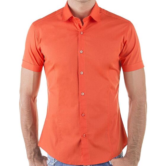 Red Bridge Mens Basic Design Slim Fit short-sleeved shirt coral
