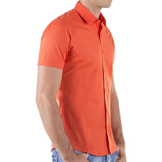 Red Bridge Mens Basic Design Slim Fit short-sleeved shirt coral