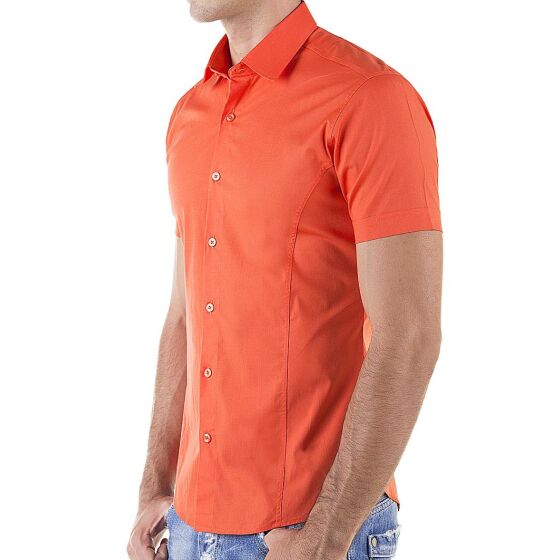 Red Bridge Mens Basic Design Slim Fit short-sleeved shirt coral