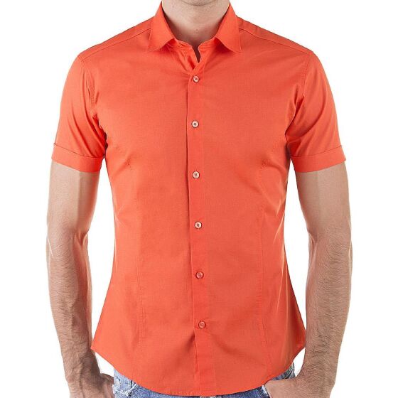 Red Bridge Mens Basic Design Slim Fit short-sleeved shirt coral XL