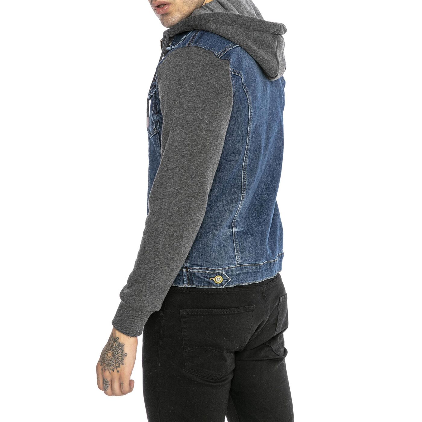 Redbridge Jeans-Weste für Herren Sweat-Jacke Jeansjacke mit Kapuze Used Look
