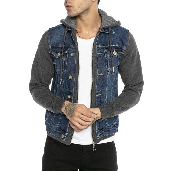 Red Bridge Herren Jeans Jacke Sweatjacke mit Kapuze Premium RB Denim