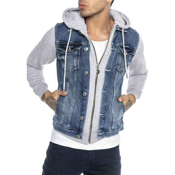 Red Bridge Herren Jeans Jacke Sweatjacke mit Kapuze Premium RB Denim